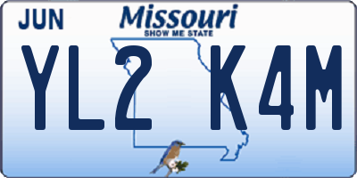 MO license plate YL2K4M