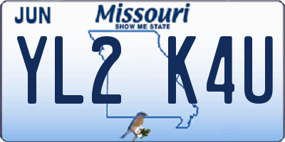 MO license plate YL2K4U