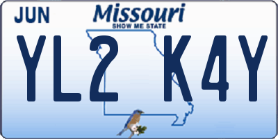 MO license plate YL2K4Y