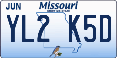 MO license plate YL2K5D
