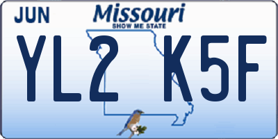 MO license plate YL2K5F