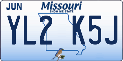 MO license plate YL2K5J