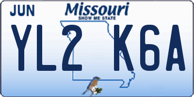 MO license plate YL2K6A