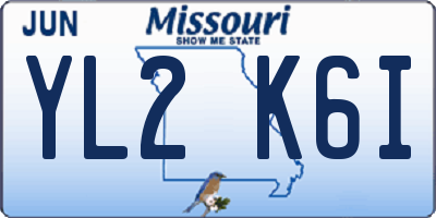 MO license plate YL2K6I