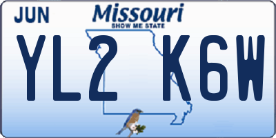 MO license plate YL2K6W