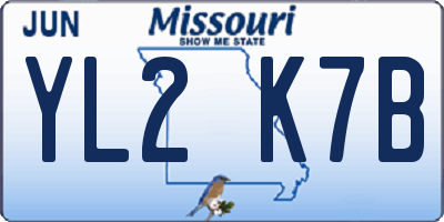 MO license plate YL2K7B