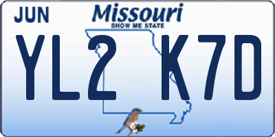 MO license plate YL2K7D