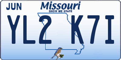 MO license plate YL2K7I