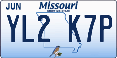 MO license plate YL2K7P