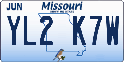 MO license plate YL2K7W