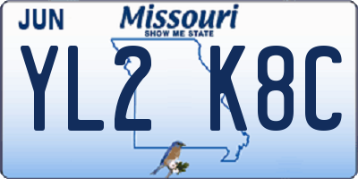 MO license plate YL2K8C
