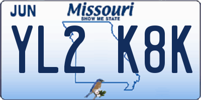 MO license plate YL2K8K