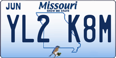 MO license plate YL2K8M