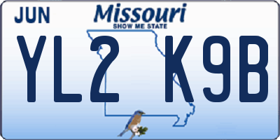 MO license plate YL2K9B