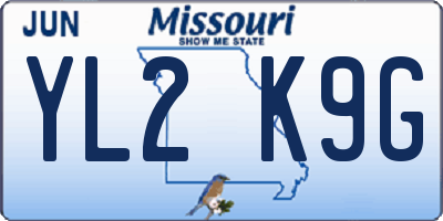 MO license plate YL2K9G