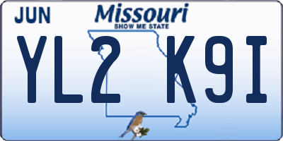 MO license plate YL2K9I