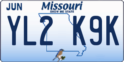 MO license plate YL2K9K