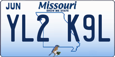 MO license plate YL2K9L
