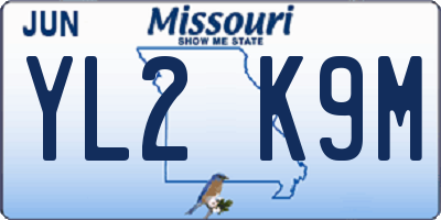 MO license plate YL2K9M