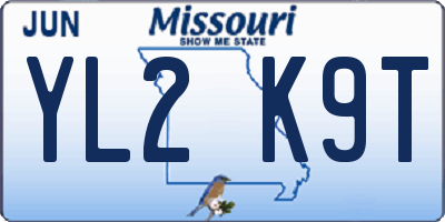 MO license plate YL2K9T