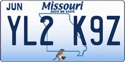 MO license plate YL2K9Z