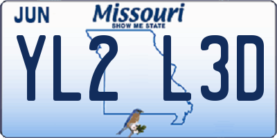 MO license plate YL2L3D