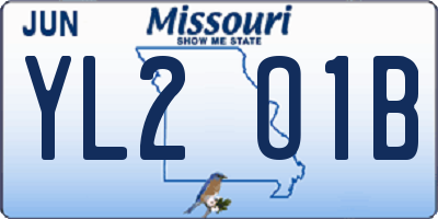 MO license plate YL2O1B