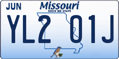 MO license plate YL2O1J