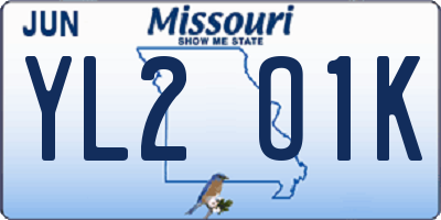 MO license plate YL2O1K
