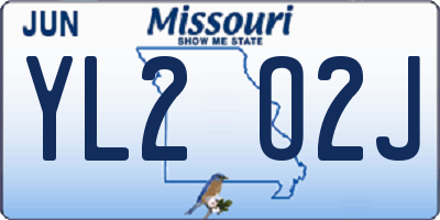 MO license plate YL2O2J