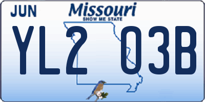 MO license plate YL2O3B