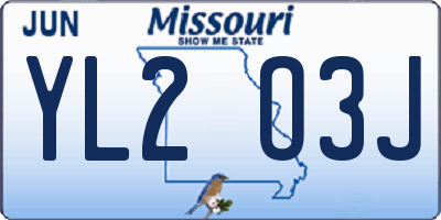 MO license plate YL2O3J