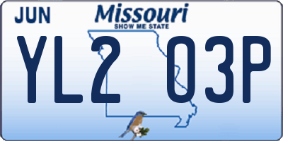 MO license plate YL2O3P