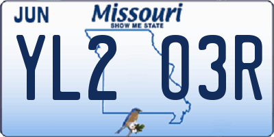 MO license plate YL2O3R