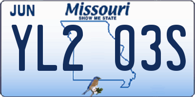MO license plate YL2O3S