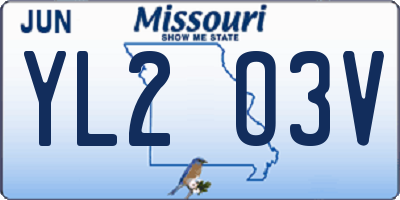 MO license plate YL2O3V