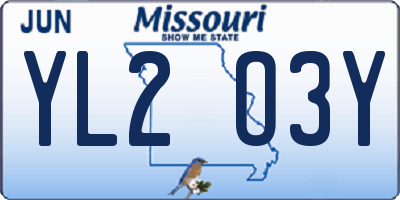 MO license plate YL2O3Y