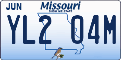 MO license plate YL2O4M