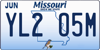 MO license plate YL2O5M