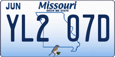 MO license plate YL2O7D
