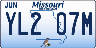 MO license plate YL2O7M