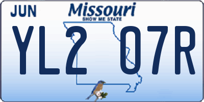 MO license plate YL2O7R