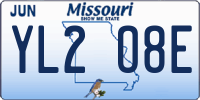 MO license plate YL2O8E