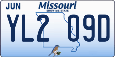 MO license plate YL2O9D