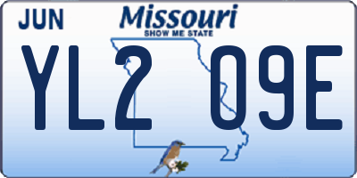 MO license plate YL2O9E