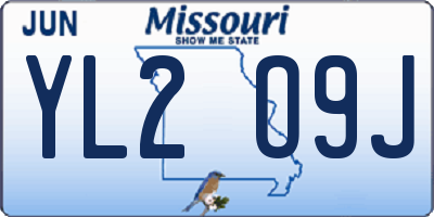 MO license plate YL2O9J