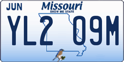 MO license plate YL2O9M