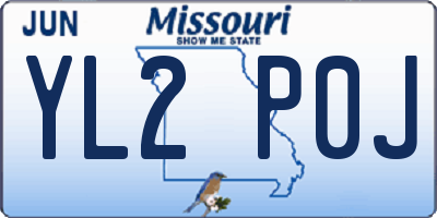 MO license plate YL2P0J