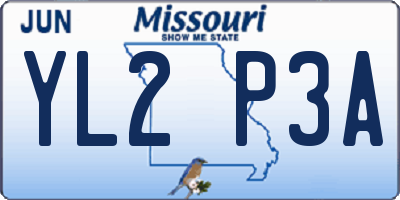 MO license plate YL2P3A