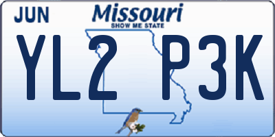 MO license plate YL2P3K